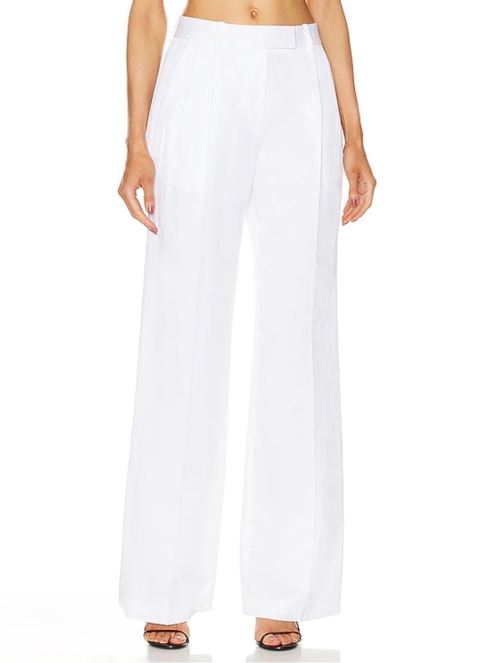 Helmut Lang White Pleated Wide-Leg Trousers Size 2